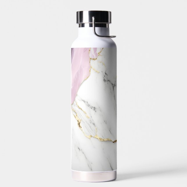 Marble texture background with a luxurious water bottle (Left)