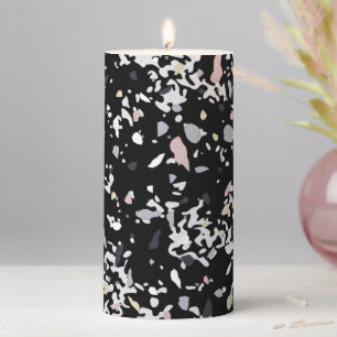 Marble Texture Black  Pillar Candle