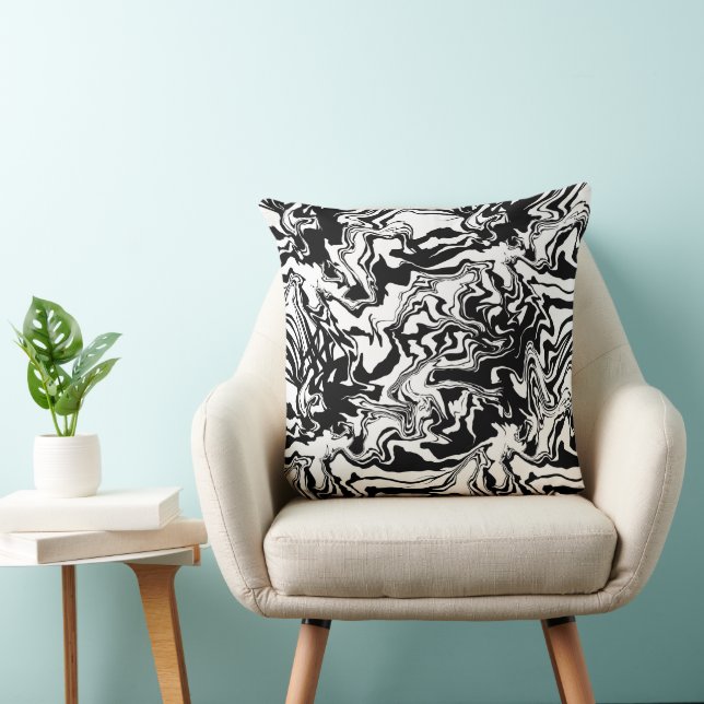 Marble Texture - Black & White Abstract Seamless  Throw Pillow (Chair)
