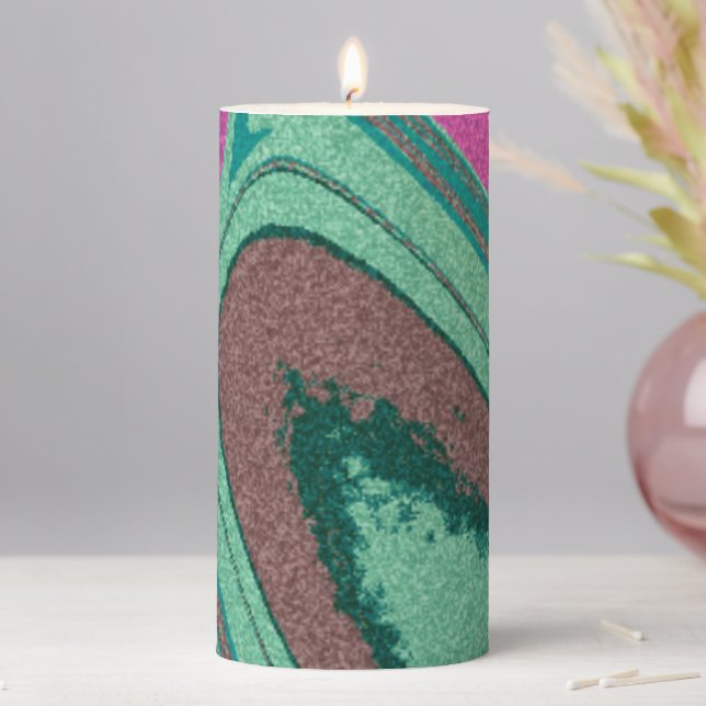 Marble Texture Colorful  Pillar Candle (In Situ)