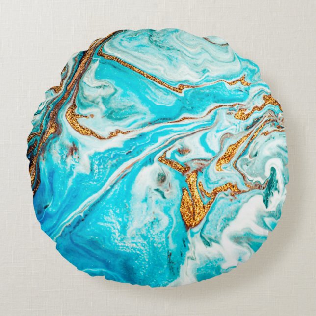 Marble texture. Eastern technique. Contemporary Round Pillow (Front)