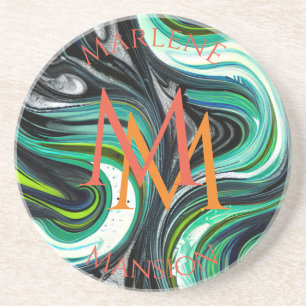 Marble Texture Green and Black Abrasion Coaster