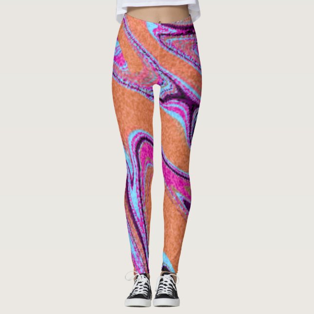 Marble Texture Pattern Colorful Cute   Leggings (Front)