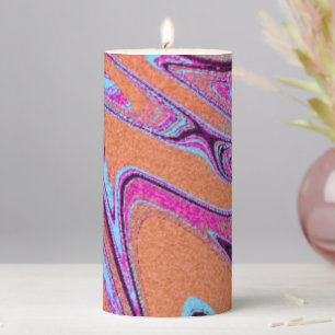 Marble Texture Pattern Colorful Cute Pillar Candle