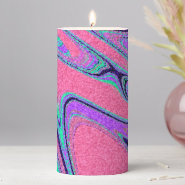 Marble Texture Pattern Cute  Pillar Candle (In Situ)