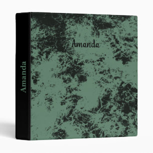Marble texture pattern in black and green  3 ring binder