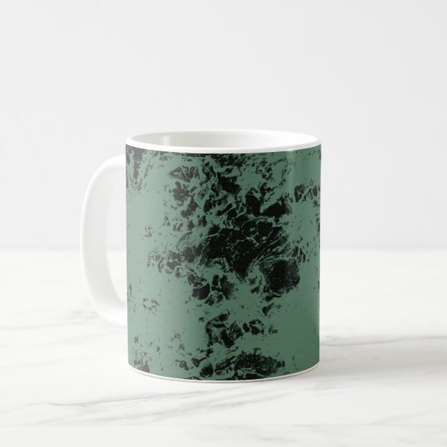 Marble texture pattern in black and green  coffee mug (Front Left)