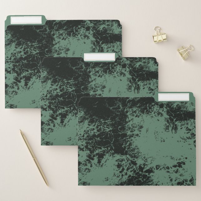 Marble texture pattern in black and green file folder (Set)