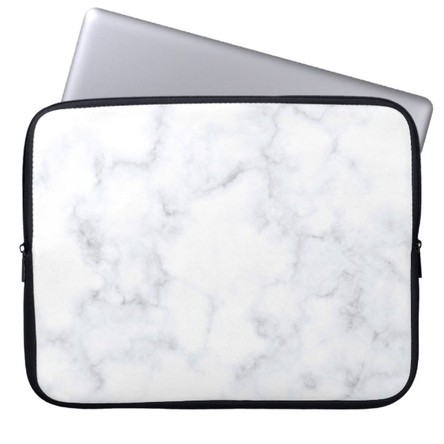 Marble texture white pattern laptop sleeve (Front)