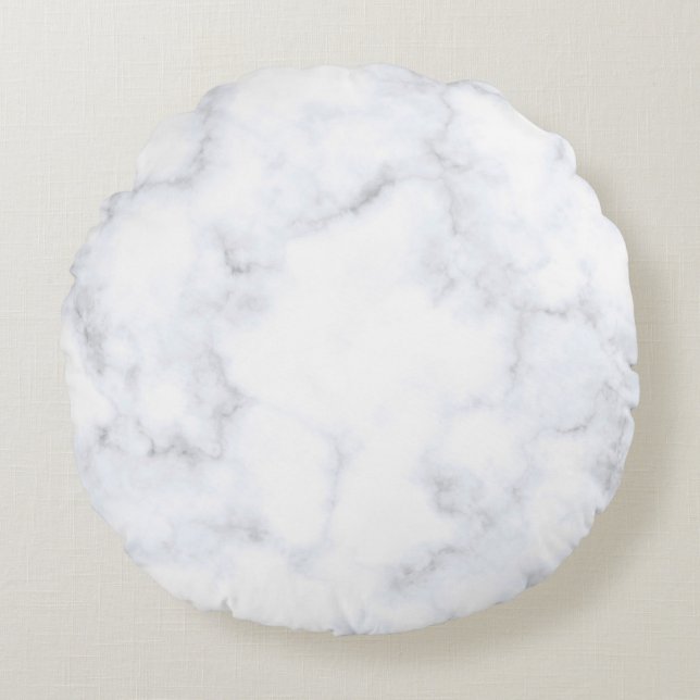 Marble texture white pattern round pillow (Front)
