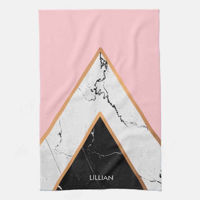 Marble Texture With Golden Lines Kitchen Towel (Vertical)