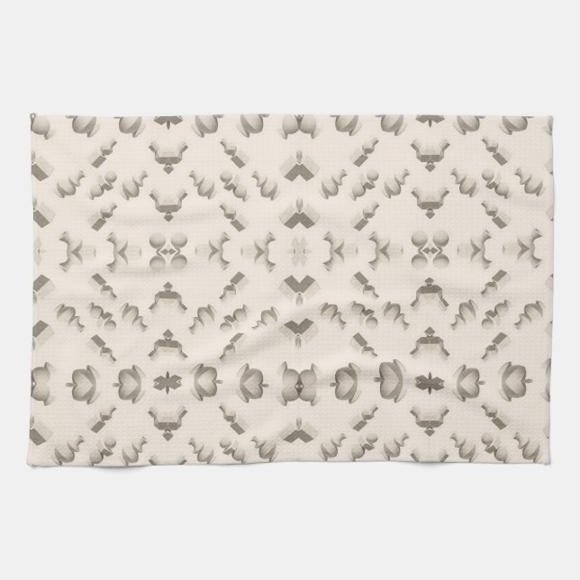 Marble textured geometric sculptures on a beige kitchen towel (Horizontal)