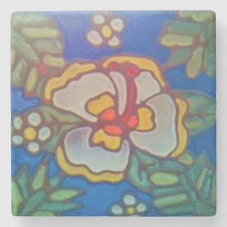 Marble Tile Coaster Catalina Hawaii Aloha Hibiscus