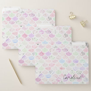 Marble Tile Rainbow Mermaid Scallop Pattern. File Folder