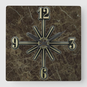 Marble Tile Sunburst Dial Wall Clock