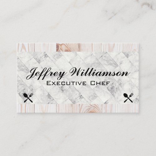 Marble Tiles  Wood  Silverware Icons Business Card