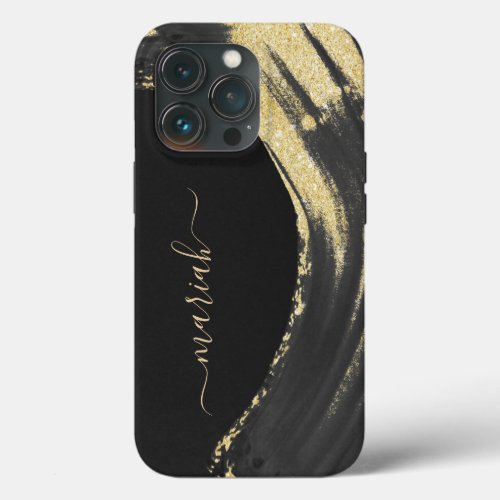 Marble Trendy Elegant Gold Glitter Geode iPhone 13 Pro Case