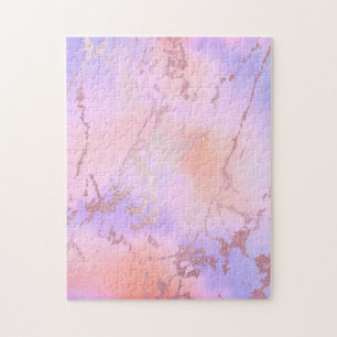 Marble Trendy Pastel Colors Modern Silver Metallic Jigsaw Puzzle