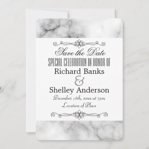 Marble Trim with Fancy Elements Save The Date