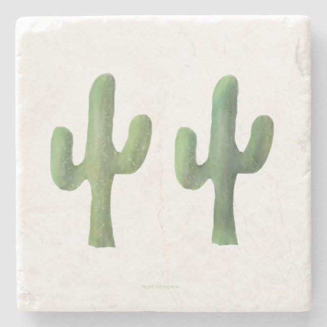 Marble Trivet | Cacti Set  Stone Coaster (Front)
