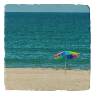 Marble Trivet - Umbrella on Sandy Beach