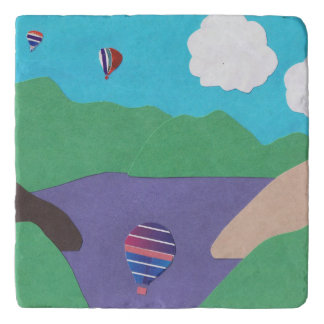 Marble Trivet with Mountain Lake Design
