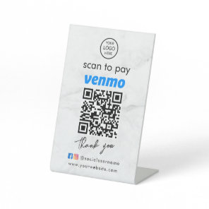 Marble Venmo QR Code Payment | Logo | Scan to Pay  Pedestal Sign