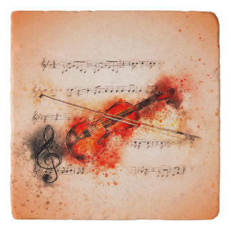 Marble Violin Sheet Music Trivet