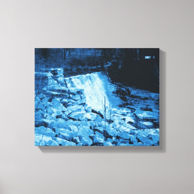 Marble Water Dam Abstract Blue Canvas Print (Front)