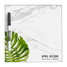 MARBLE WATERCOLOR GREEN MONSTERA LEAF FOLIAGE DRY ERASE BOARD