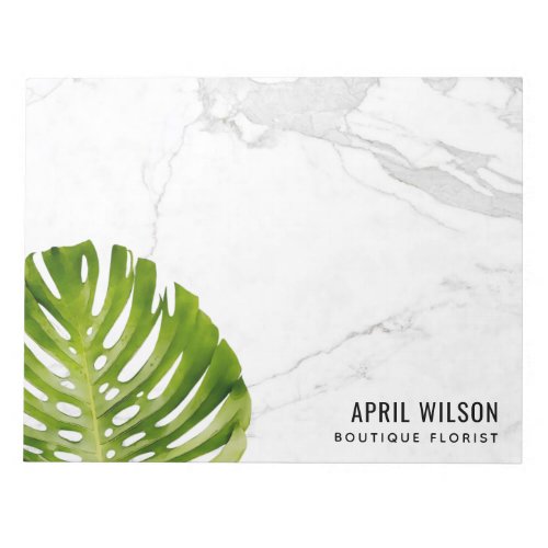 MARBLE WATERCOLOR GREEN MONSTERA LEAF FOLIAGE NOTEPAD