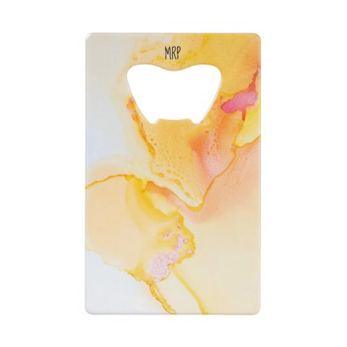   Marble Watercolor Orange Yellow Gold Fuchsia Credit Card Bottle Opener