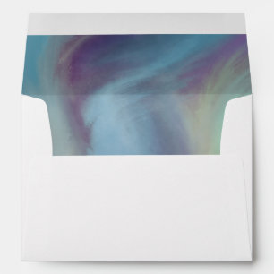 Marble Watercolor Purple Blue Splash Wedding Envelope
