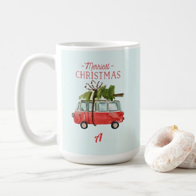Marble watercolor wreath monogram coffee mug (With Donut)
