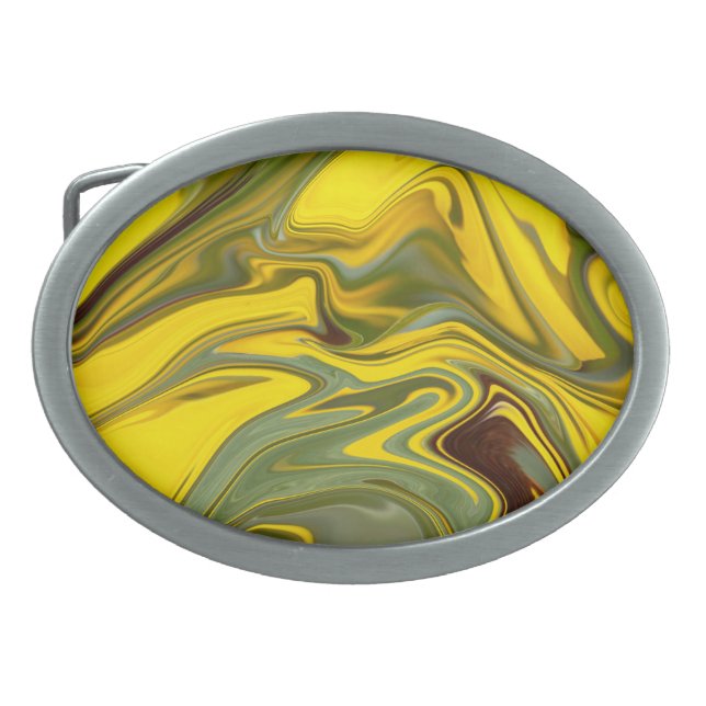 Marble Waves Yellow Digital Paper-55448 Belt Buckle (Front)