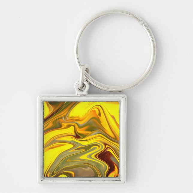 Marble Waves Yellow Digital Paper-55448 Keychain (Front)