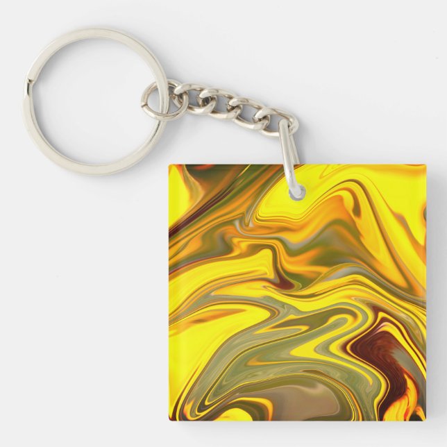 Marble Waves Yellow Digital Paper-55448 Keychain (Front)