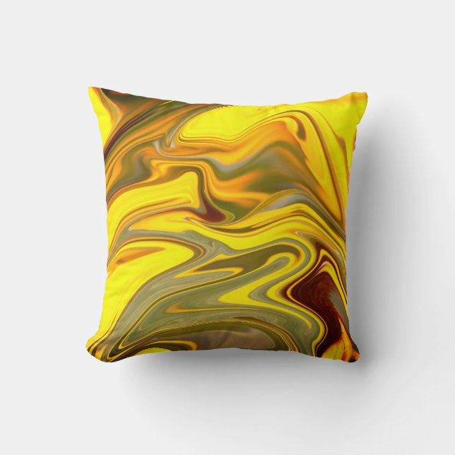 Marble Waves Yellow Digital Paper-55448 Throw Pillow (Front)