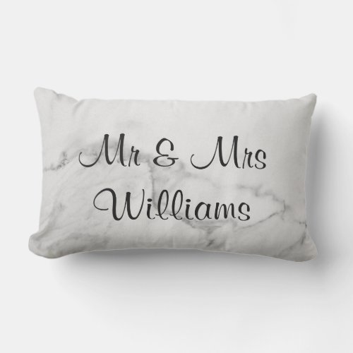 Marble We Did Monogrammed Outdoor Wedding Pillow