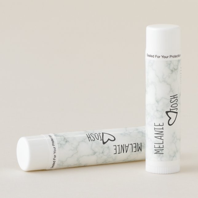 Marble Wedding Black Heart Hand Drawn  Lip Balm (Front)