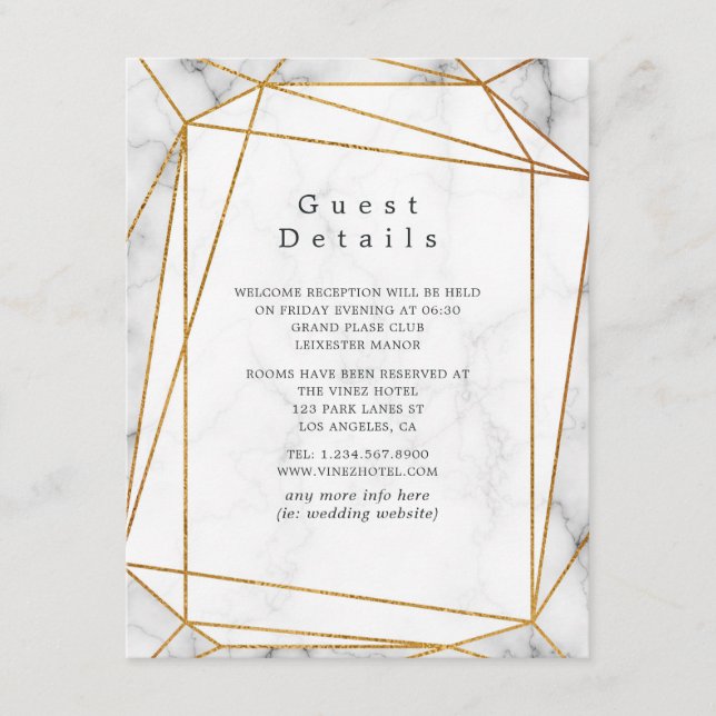 Marble Wedding Guest Details Enclosure Card (Front)