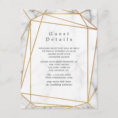 Marble Wedding Guest Details Enclosure Card