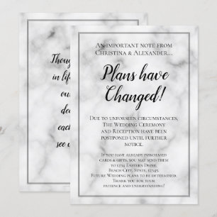 Marble Wedding Postponed Cancelled Postponement Invitation