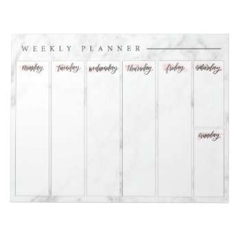 Marble Weekly Planner Notepad by CashOriginals at Zazzle