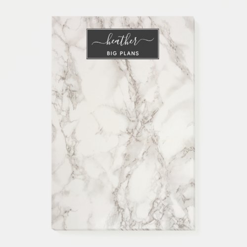 Marble white and gray personalized notes