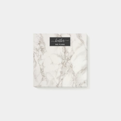 Marble white and gray personalized notes