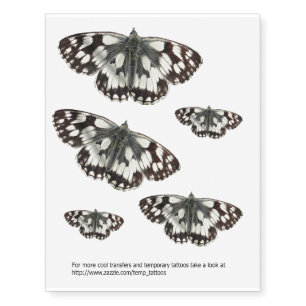 Marble white butterfly transfers temporary tattoos
