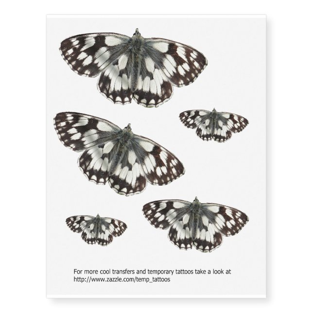 Marble white butterfly transfers temporary tattoos (Front)