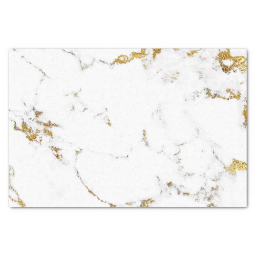 Marble White Carrara Stone Golden Strokes Minimal Tissue Paper