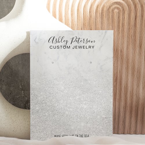 Marble white glitter jewelry earring display chic business card